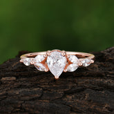 Pear Shaped Moissanite Engagement Ring Nature Inspired Promise Ring